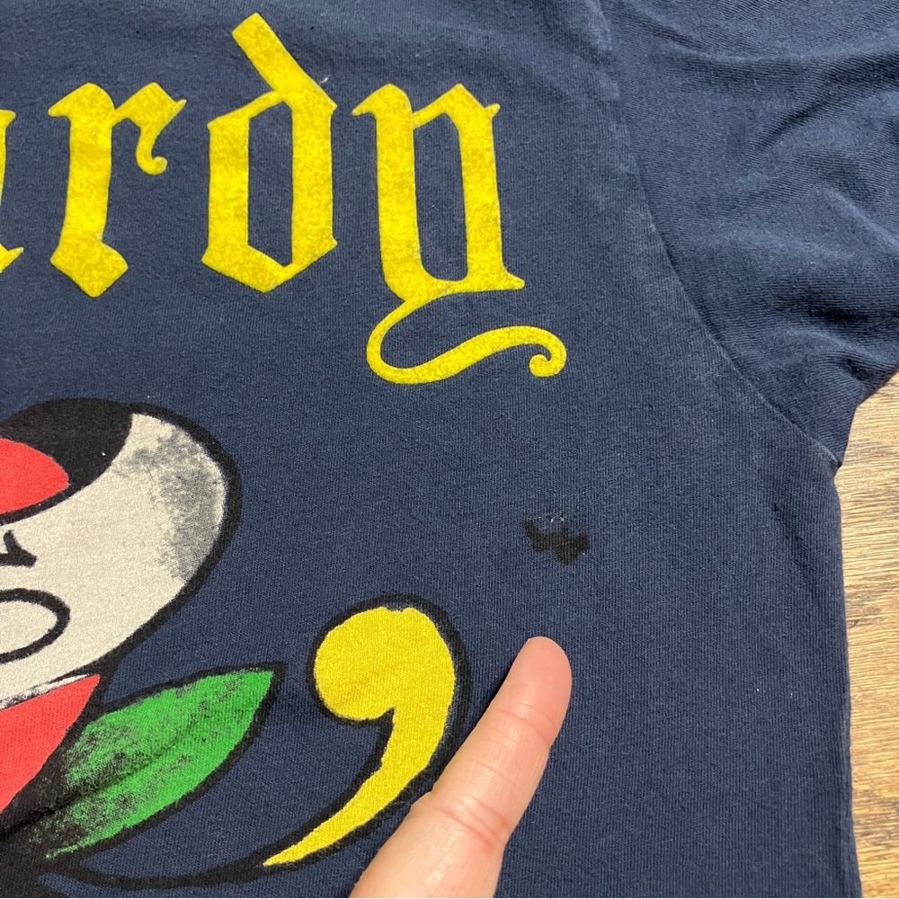 VTG Ed Hardy Graphic T-Shirt Mens S Blue Skull Love Kills Flocked Cotton Y2K USA - Picture 4 of 6